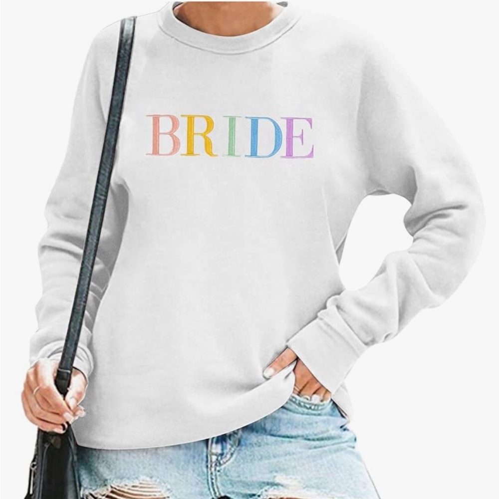 ONLY WORN ONCE // white bride sweatshirt